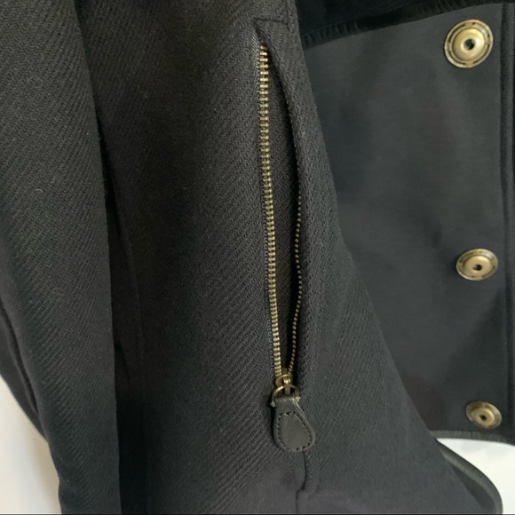 Navy Burberry Brit wool-blend twill bomber jacket, leather trim - Picture 5 of 13